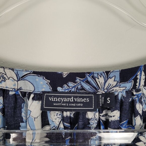 Vineyard Vines Thalia Floral Blouse Long Sleeve Relaxed Lightweight Blue Size S - Picture 9 of 9